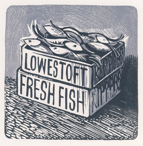 First Catch, linocut by Paula White